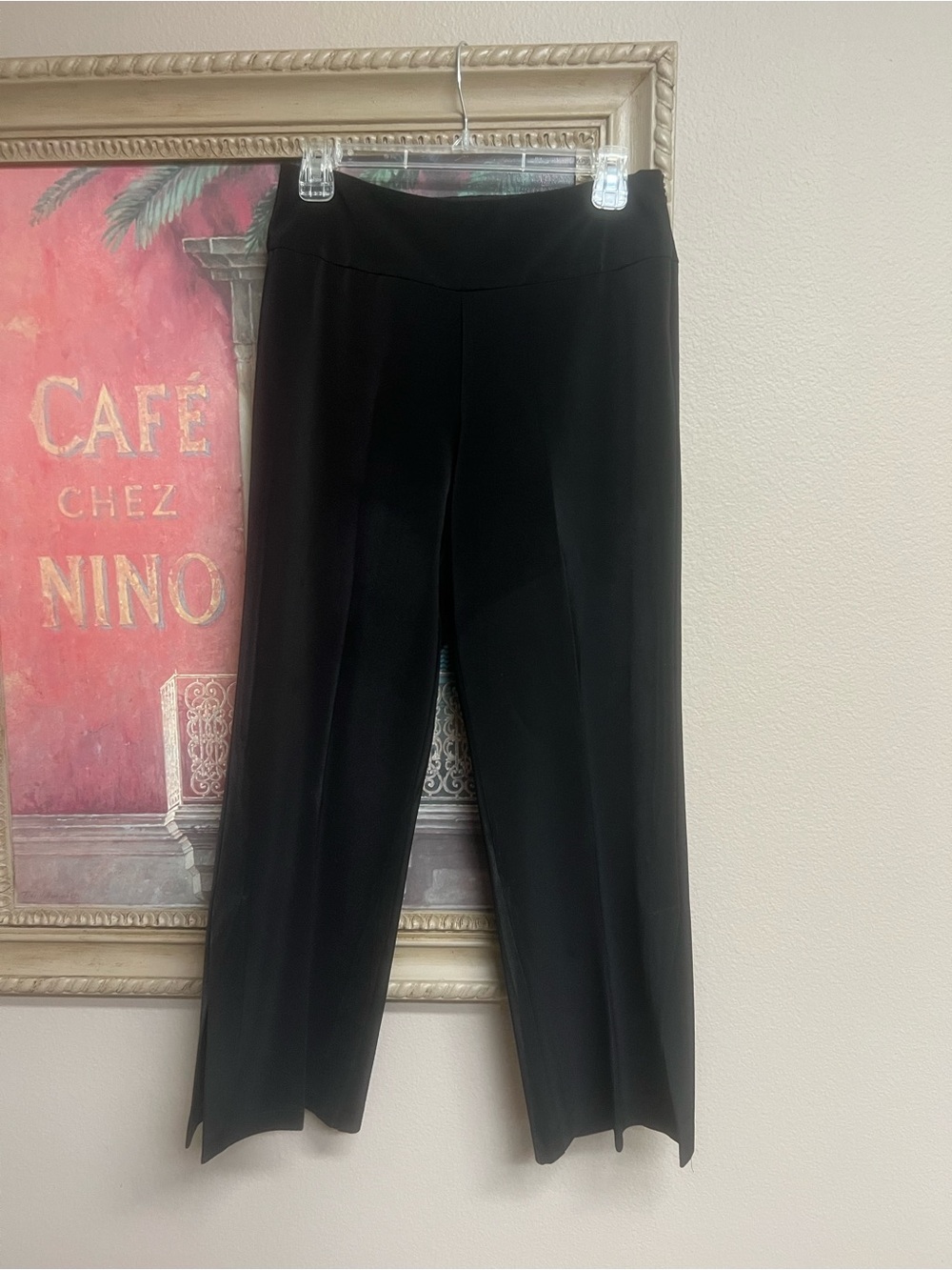 White House Black Market Black Women's Wide-Leg Knit Dress Pants With Side Slits
